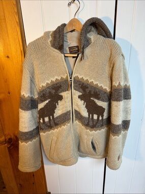 Unbranded women’s Beige & Brown Wool Zip-Up Hoodie Sweater